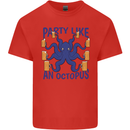 Beer Party Octopus Scuba Diving Diver Funny Mens Cotton T-Shirt Tee Top Red