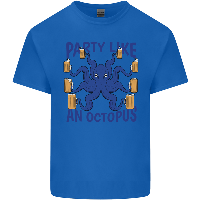 Beer Party Octopus Scuba Diving Diver Funny Mens Cotton T-Shirt Tee Top Royal Blue