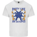 Beer Party Octopus Scuba Diving Diver Funny Mens Cotton T-Shirt Tee Top White
