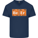 Beer Periodic Table Chemistry Geek Funny Mens V-Neck Cotton T-Shirt Navy Blue