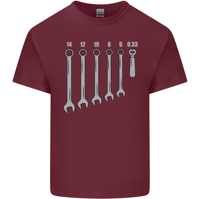 Beer Spanners Funny Mechanic Alcohol DIY Mens Cotton T-Shirt Tee Top Maroon