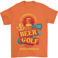 Beer and Golf Kinda Weekend Funny Golfer Mens T-Shirt Cotton Gildan Orange
