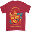 Beer and Golf Kinda Weekend Funny Golfer Mens T-Shirt Cotton Gildan Red