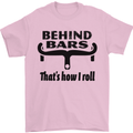 Behind Bars That's How I Roll Cycling Mens T-Shirt Cotton Gildan Light Pink