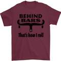Behind Bars That's How I Roll Cycling Mens T-Shirt Cotton Gildan Maroon