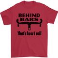 Behind Bars That's How I Roll Cycling Mens T-Shirt Cotton Gildan Red