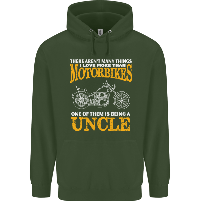 Being An Uncle Biker Motorcycle Motorbike Mens 80% Cotton Hoodie Forest Green