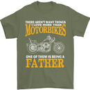 Being a Father Biker Motorcycle Motorbike Mens T-Shirt Cotton Gildan Military Green