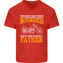 Being a Father Biker Motorcycle Motorbike Mens V-Neck Cotton T-Shirt Red
