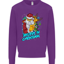 Believe in Christmas Funny Santa Xmas Mens Sweatshirt Jumper Purple