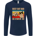 Best Cat Dad Ever Funny Father's Day Mens Long Sleeve T-Shirt Navy Blue