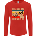 Best Cat Dad Ever Funny Father's Day Mens Long Sleeve T-Shirt Red