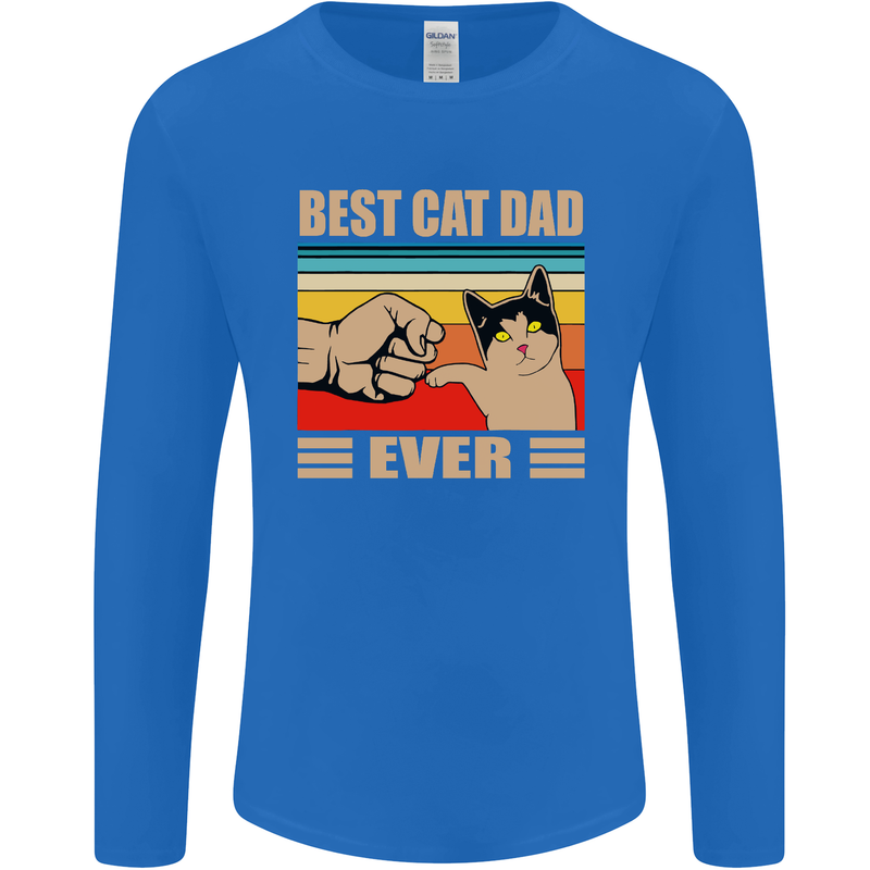 Best Cat Dad Ever Funny Father's Day Mens Long Sleeve T-Shirt Royal Blue