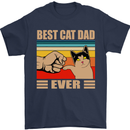 Best Cat Dad Ever Funny Father's Day Mens T-Shirt 100% Cotton Navy Blue