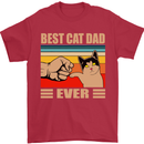 Best Cat Dad Ever Funny Father's Day Mens T-Shirt 100% Cotton Red