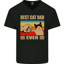Best Cat Dad Ever Funny Father's Day Mens V-Neck Cotton T-Shirt Black