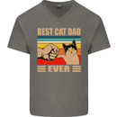 Best Cat Dad Ever Funny Father's Day Mens V-Neck Cotton T-Shirt Charcoal