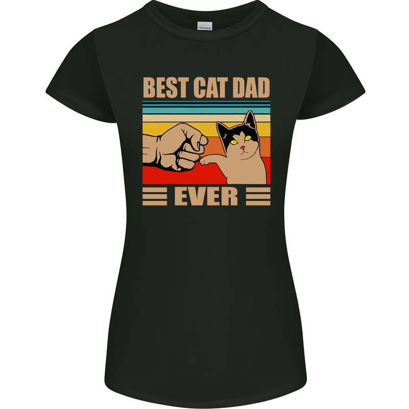 Best Cat Dad Ever Funny Father's Day Womens Petite Cut T-Shirt Black