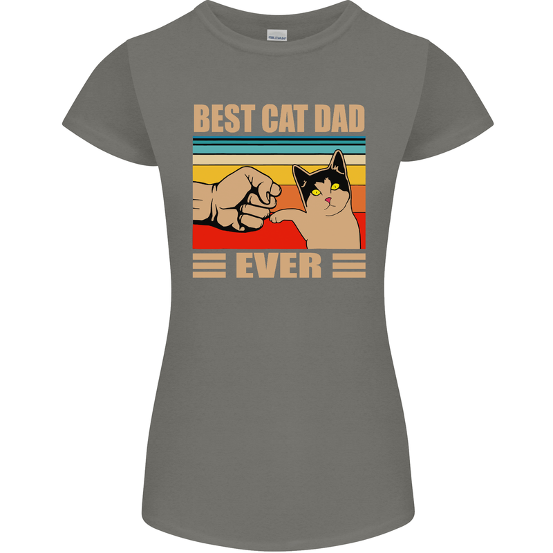 Best Cat Dad Ever Funny Father's Day Womens Petite Cut T-Shirt Charcoal