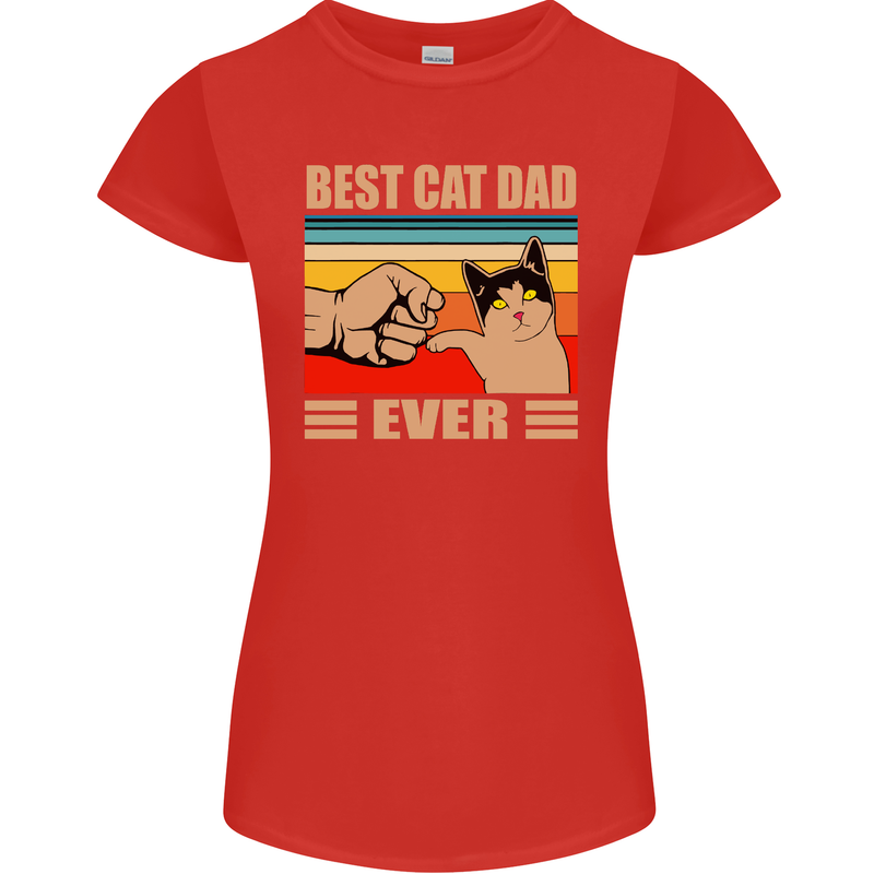 Best Cat Dad Ever Funny Father's Day Womens Petite Cut T-Shirt Red
