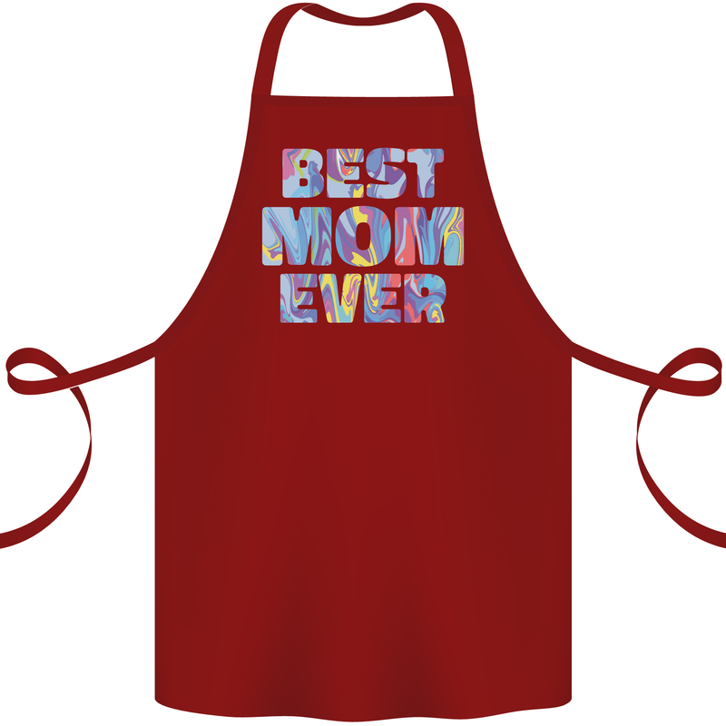 Best Mom Ever Tie Died Effect Mother's Day Cotton Apron 100% Organic Maroon