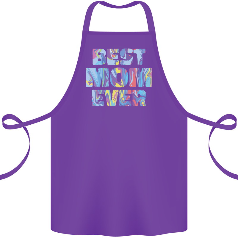 Best Mom Ever Tie Died Effect Mother's Day Cotton Apron 100% Organic Purple