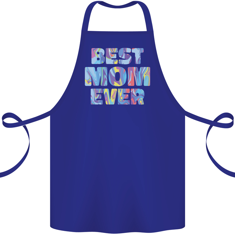 Best Mom Ever Tie Died Effect Mother's Day Cotton Apron 100% Organic Royal Blue