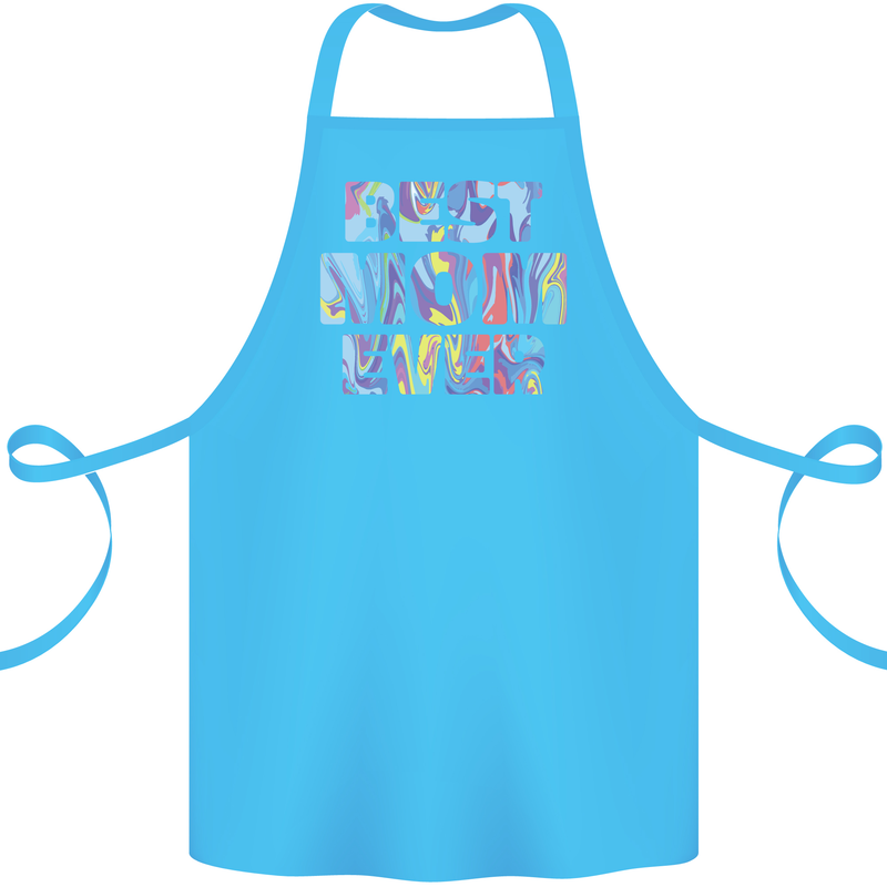 Best Mom Ever Tie Died Effect Mother's Day Cotton Apron 100% Organic Turquoise