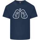 Bicycle Lungs Cyclist Funny Cycling Bike Mens Cotton T-Shirt Tee Top Navy Blue