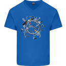 Bicycle Parts Cycling Cyclist Cycle Bicycle Mens V-Neck Cotton T-Shirt Royal Blue