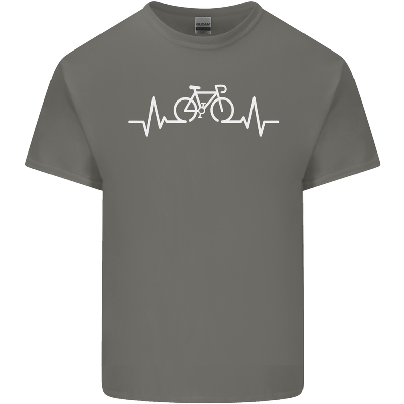 Bicycle Pulse Cycling Cyclist Bike MTB Mens Cotton T-Shirt Tee Top Charcoal