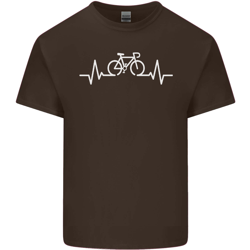 Bicycle Pulse Cycling Cyclist Bike MTB Mens Cotton T-Shirt Tee Top Dark Chocolate