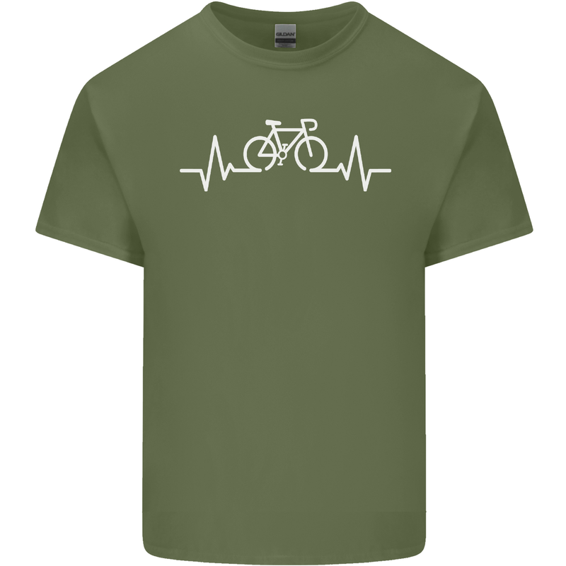 Bicycle Pulse Cycling Cyclist Bike MTB Mens Cotton T-Shirt Tee Top Military Green