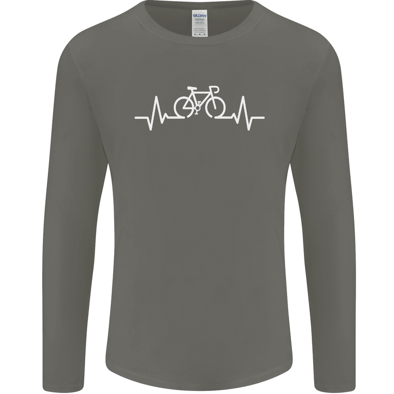 Bicycle Pulse Cycling Cyclist Bike MTB Mens Long Sleeve T-Shirt Charcoal