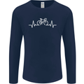 Bicycle Pulse Cycling Cyclist Bike MTB Mens Long Sleeve T-Shirt Navy Blue