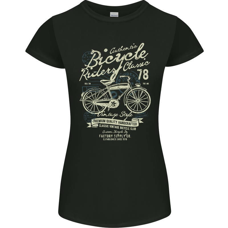 Bicycle Rider Classic Cyclist Funny Cycling Womens Petite Cut T-Shirt Black