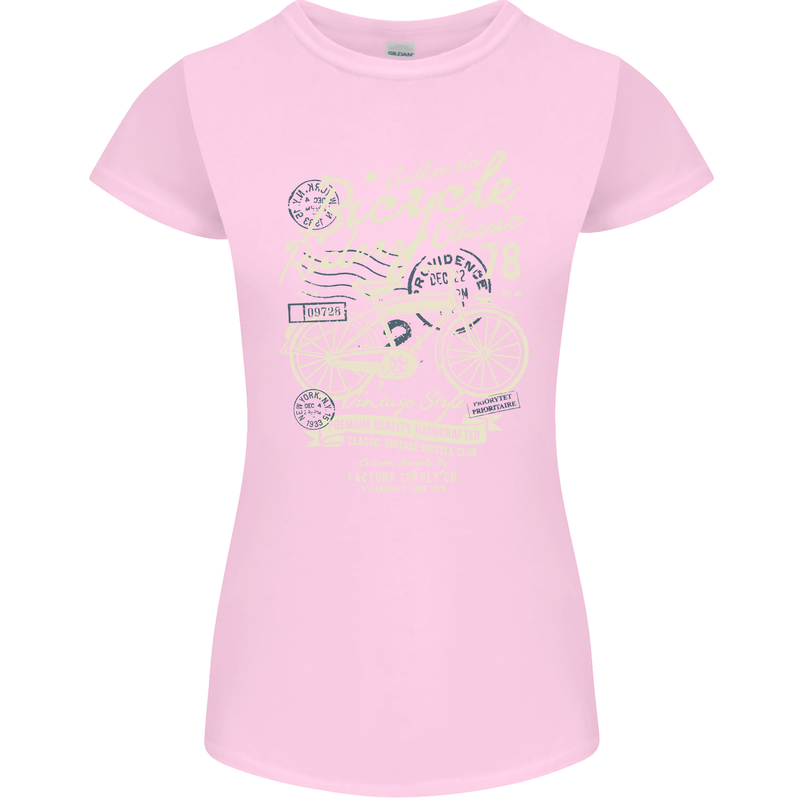 Bicycle Rider Classic Cyclist Funny Cycling Womens Petite Cut T-Shirt Light Pink