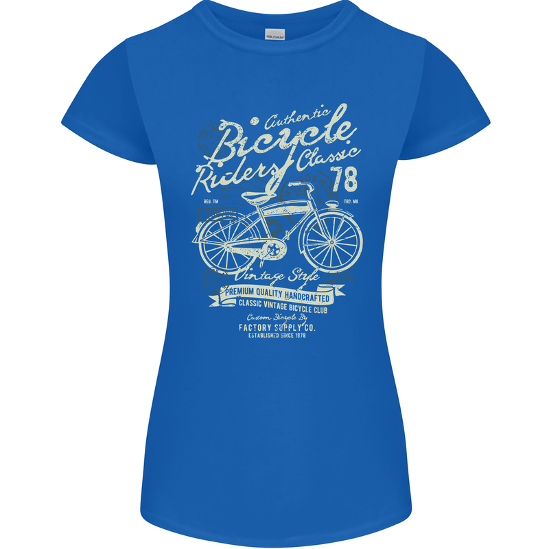 Bicycle Rider Classic Cyclist Funny Cycling Womens Petite Cut T-Shirt Royal Blue