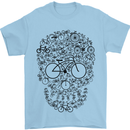 Bicycle Skull Cyclist Funny Cycling  Bike Mens T-Shirt Cotton Gildan Light Blue