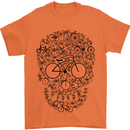 Bicycle Skull Cyclist Funny Cycling  Bike Mens T-Shirt Cotton Gildan Orange