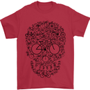 Bicycle Skull Cyclist Funny Cycling  Bike Mens T-Shirt Cotton Gildan Red