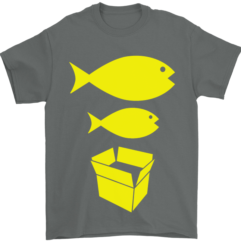 Big Fish Little Fish Cardboard Box Music Mens T-Shirt Cotton Gildan Charcoal