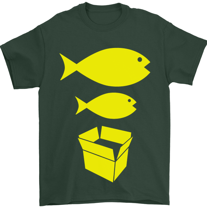 Big Fish Little Fish Cardboard Box Music Mens T-Shirt Cotton Gildan Forest Green