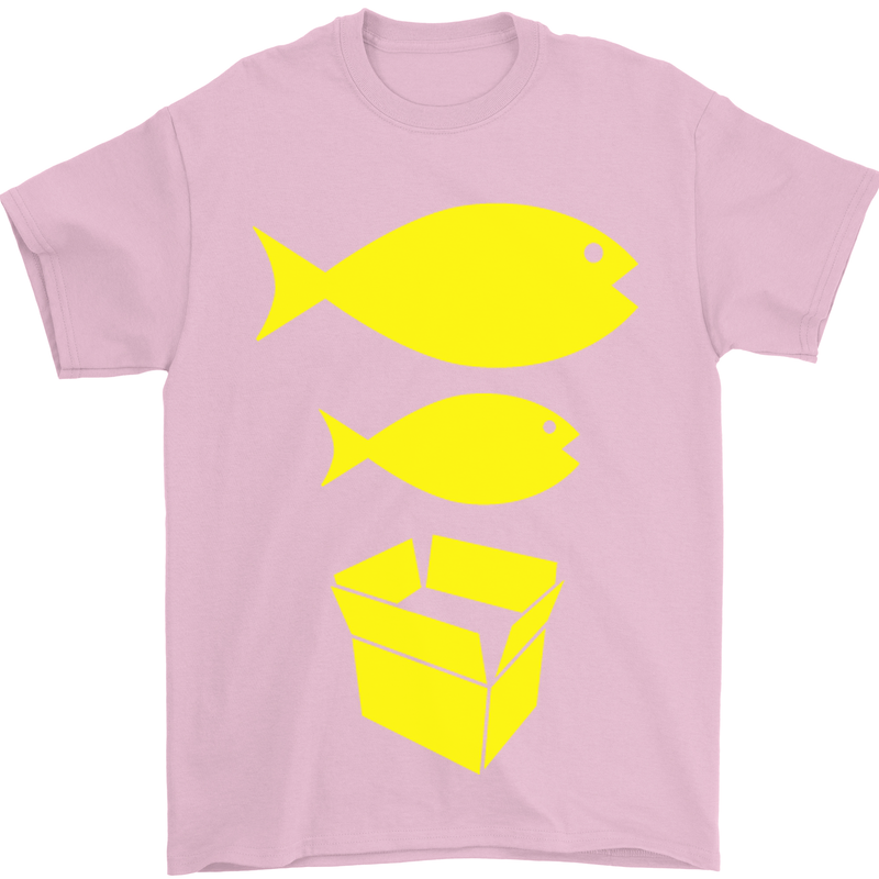 Big Fish Little Fish Cardboard Box Music Mens T-Shirt Cotton Gildan Light Pink