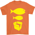Big Fish Little Fish Cardboard Box Music Mens T-Shirt Cotton Gildan Orange