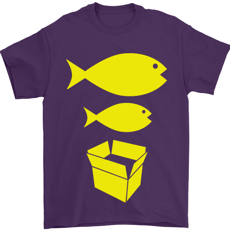 Big Fish Little Fish Cardboard Box Music Mens T-Shirt Cotton Gildan Purple