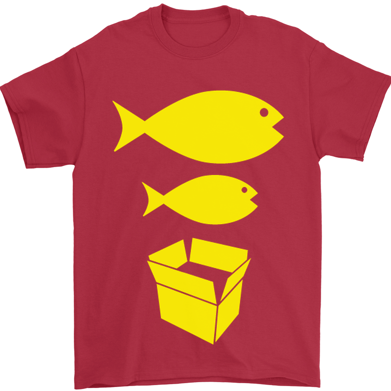 Big Fish Little Fish Cardboard Box Music Mens T-Shirt Cotton Gildan Red