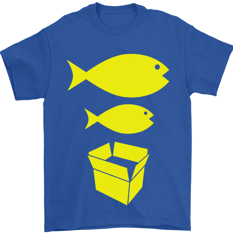 Big Fish Little Fish Cardboard Box Music Mens T-Shirt Cotton Gildan Royal Blue