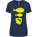 Big Fish Little Fish Cardboard Box Music Womens Wider Cut T-Shirt Navy Blue