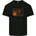 Bigfoot Camping and Cooking Marshmallows Mens Cotton T-Shirt Tee Top Black